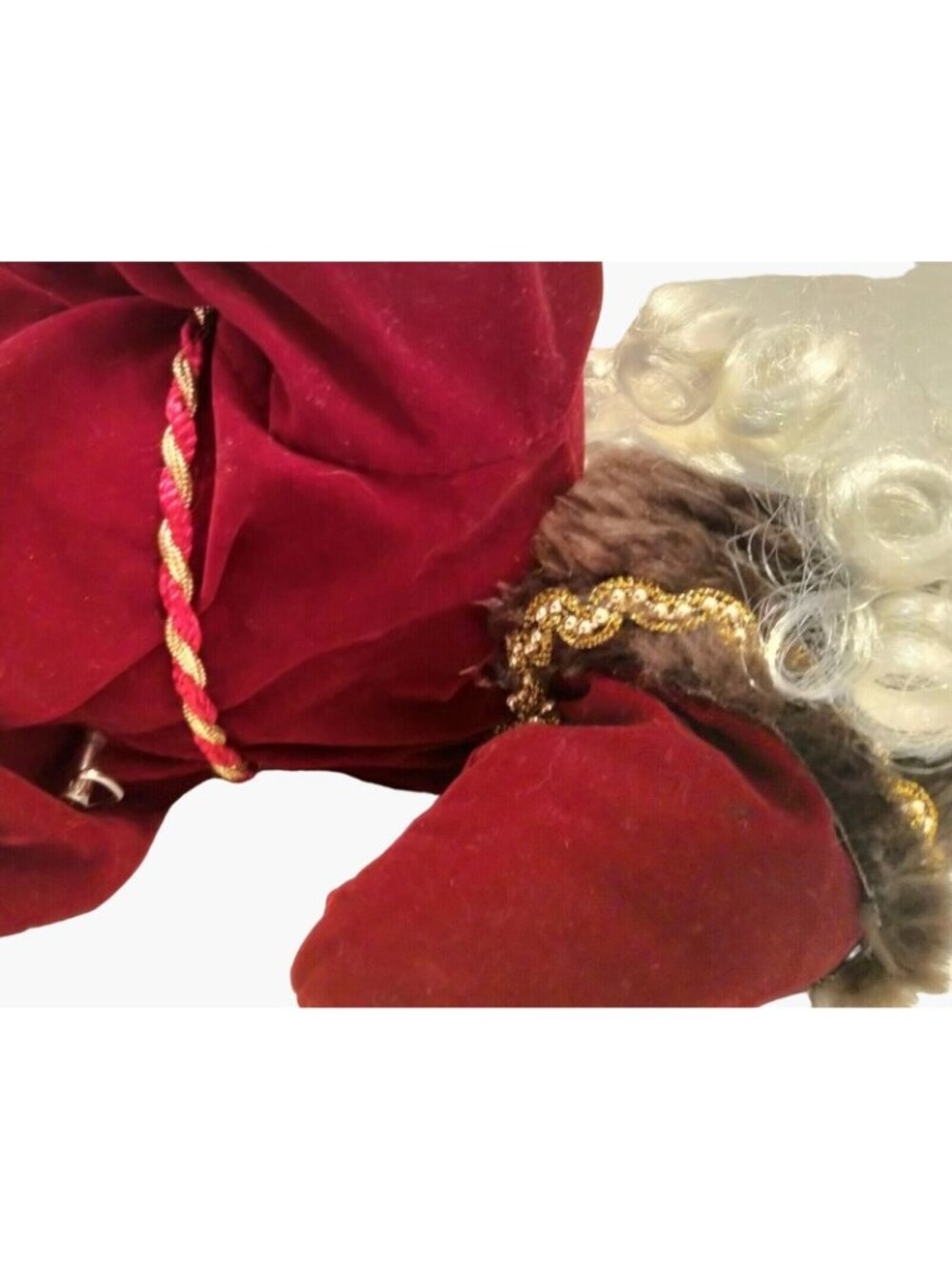 Victorian Style Santa Claus Christmas Decor Red Velvet Wind Up Music Vintage - Picture 10 of 11